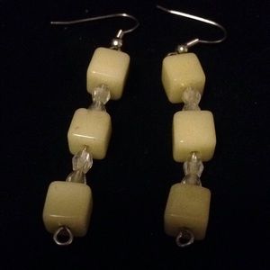 Yellow cube drop earrings